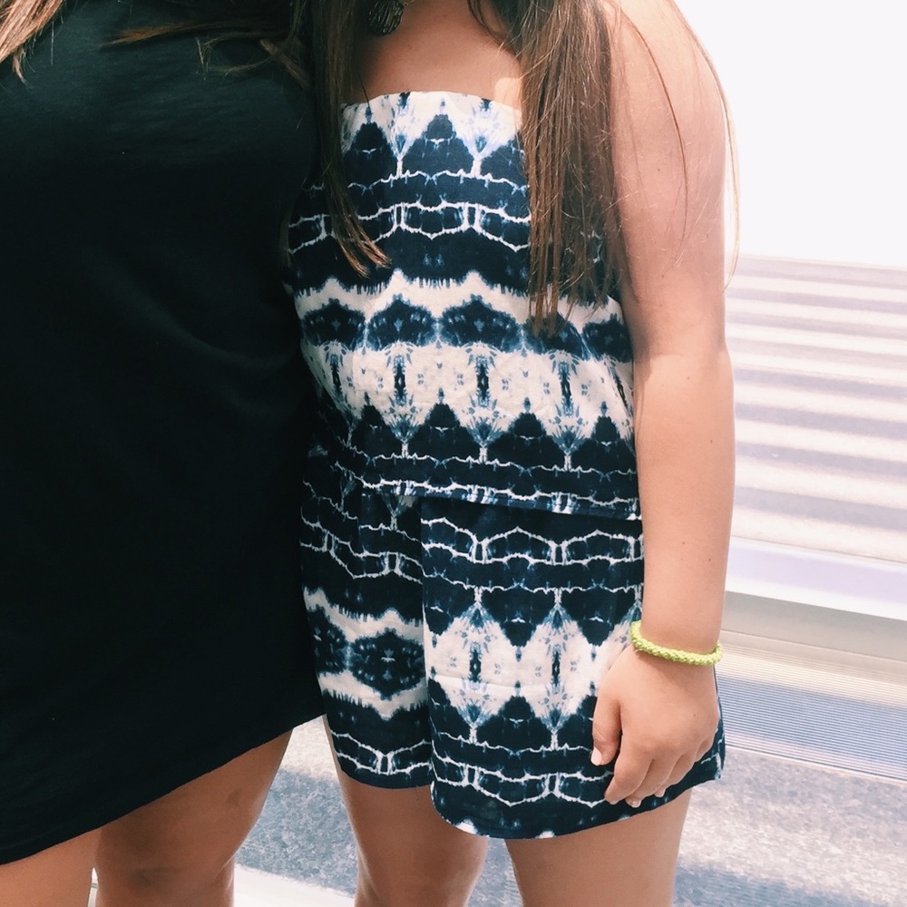 TIE-DYE PRINT STRAPLESS ROMPER - Picture 3 of 3